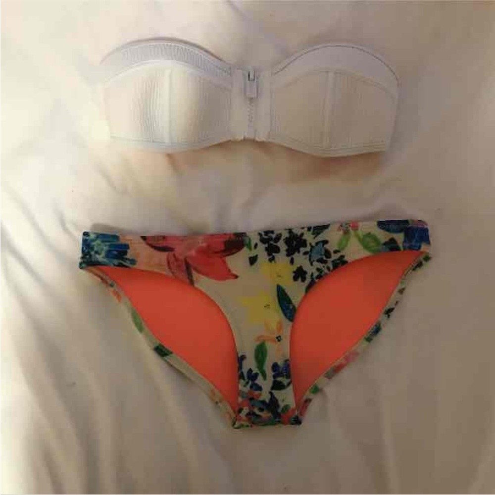 Triangl Swimwear White and Floral Bikini